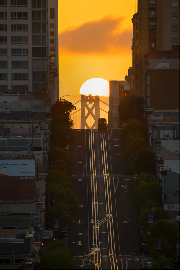 San Francisco trolley car sunrise California Street