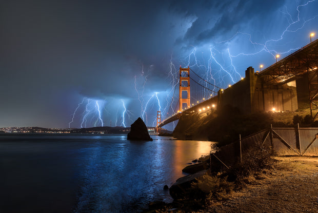  Lightening Strikes Golden Gate Bridge Photograph