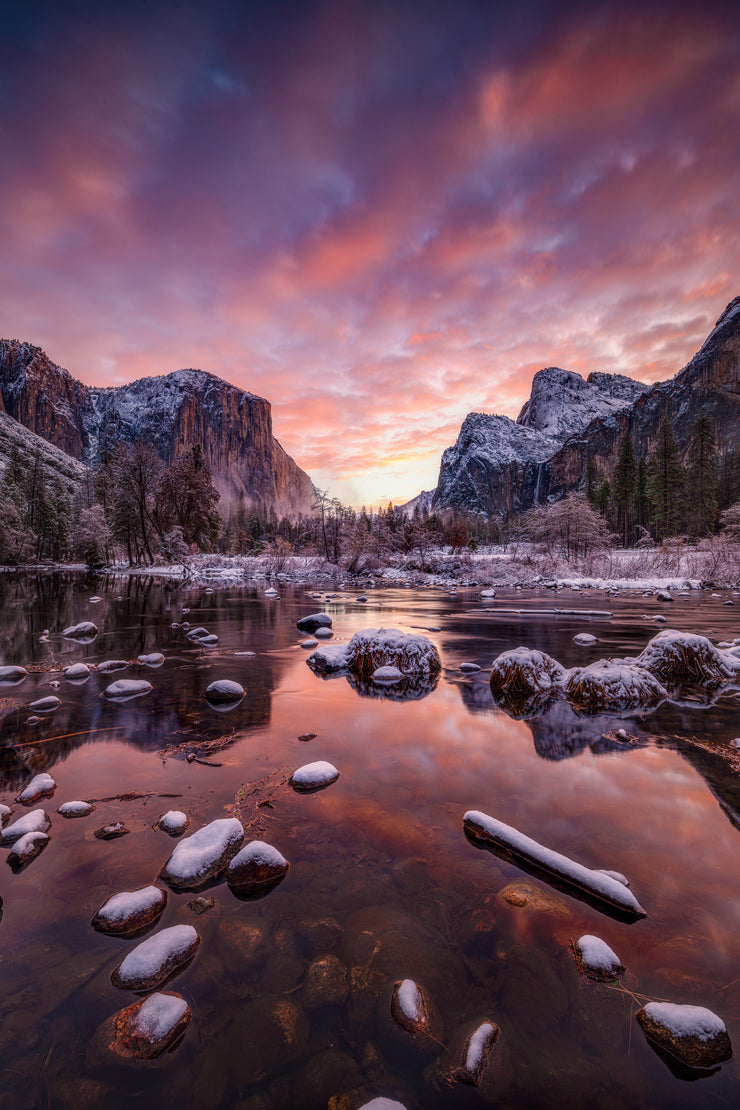 Yosemite Sunrise and Reflection Winter