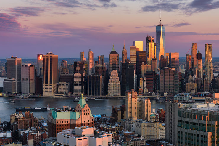 Downtown New York City from Brooklyn at sunset by Kirit Prjapati