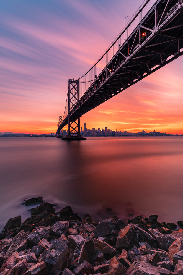 San Francisco skyline Epic sunset under the bay bridge Version 2